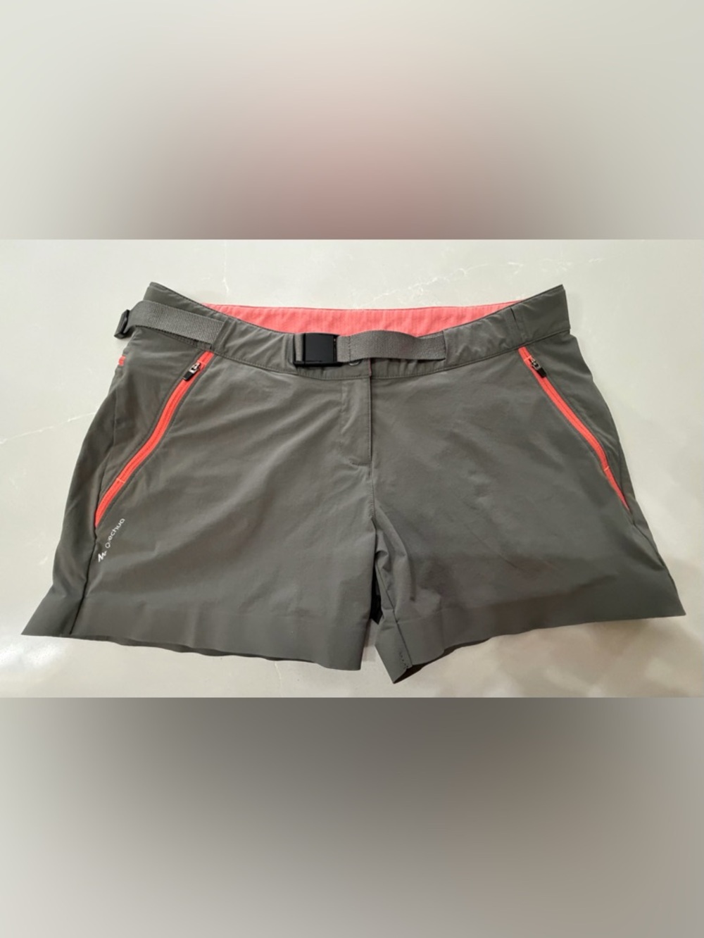 Quechua Equarea Women's Athletic Quick Dry Hiking Shorts Grey Coral, 12